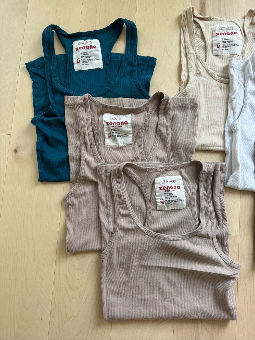Zenana Ribbed Tank Tops - Multi Neutral Colors - Picture 3 of 7